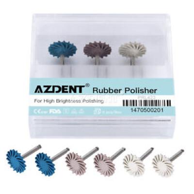 AZDENT 6pcs/set Dental Rubber Polisher Composite Resin Diamond Polishing System RA Disc Kit 14mm Wheel Spiral Flex Burs Tools