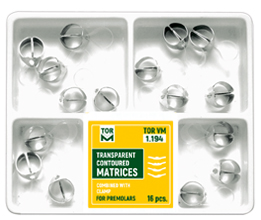 Transparent Contoured Matrices Combined with Clamp for Premolars 16 pcs.	