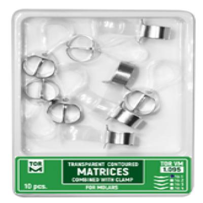 Transparent Contoured Matrices Combined with Clamp for Molars